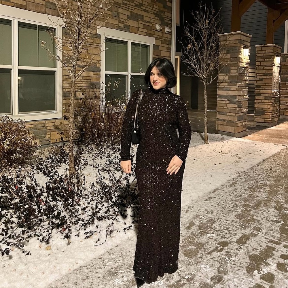 Zara Chocolate Sequin Gown Size M